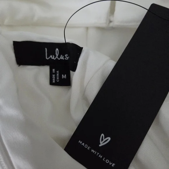 Lulus Beaming Perfection White Pearl Organza Tie-Strap Mini Dress Wedding Size M - Picture 4 of 4